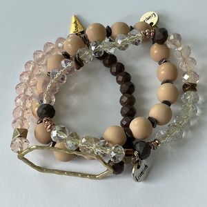 Emirish 3 stack bracelets dusty pink clear brown